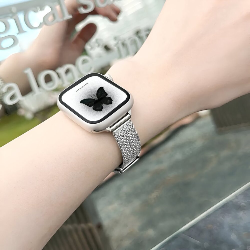 NEW Adjustable Slim Stylish Strap Silver Stainless For Apple Watch - Silver